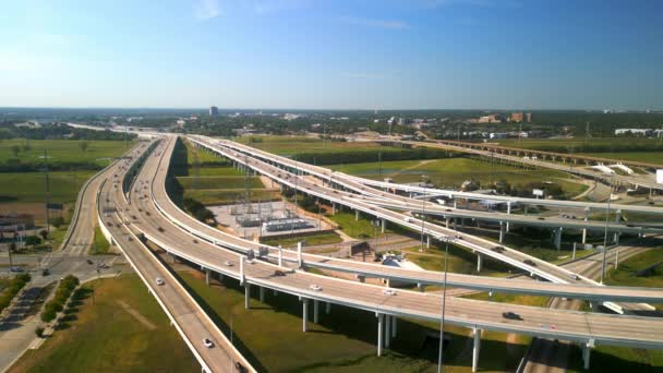 Jalan Jalan Sibuk Kota Dallas Texas Dari Atas Pandangan Udara — Stok Video