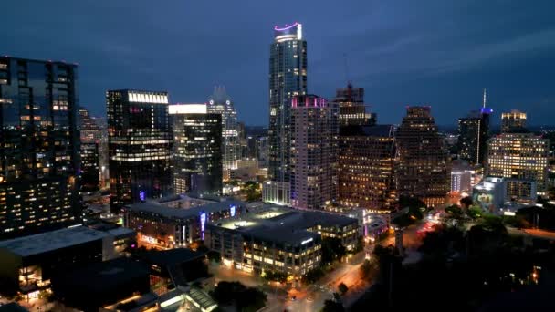 Csodálatos Kilátás Austin Texas Városára Éjszaka Austin Texas November 2022 — Stock videók