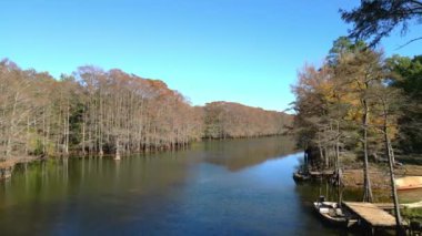 Caddo Gölü Eyalet Parkı 'ndaki Büyük Cypress Bayou Nehri - hava manzarası