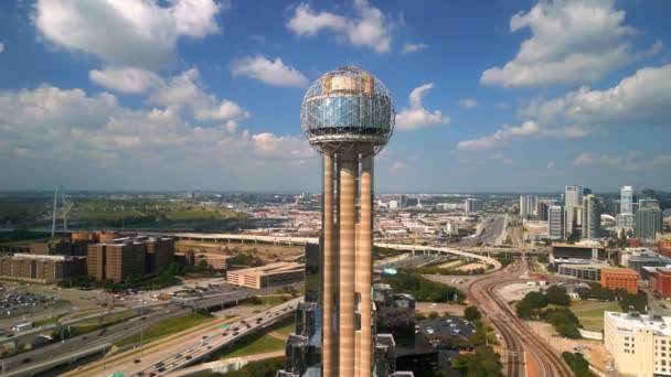 Башня Реюньон Центре Далласа Сверху Вид Воздуха — стоковое видео