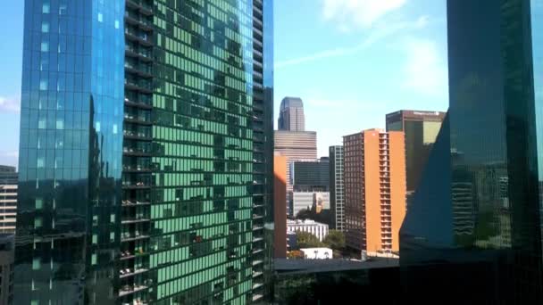 Удивительные Офисные Здания Центре Далласа Сбиты Беспилотником Даллас Техас Ноябрь — стоковое видео