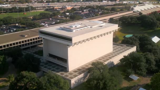 Lbj Lyndon Baines Johnson Library Och Museum Houston Ovanifrån Flygvy — Stockvideo