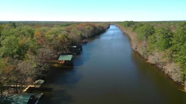 Caddo Gölü Eyalet Parkı Ndaki Büyük Cypress Bayou Nehri Hava — Stok video