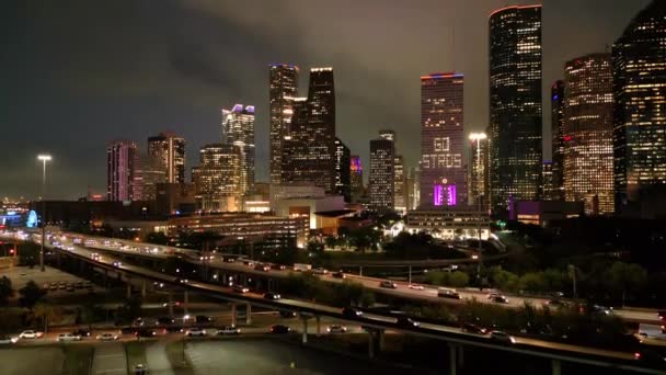 Skyline Von Houston Texas Bei Nacht Houston Texas Oktober 2022 — Stockvideo