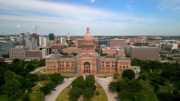 Texas Capitol Austin Von Oben Luftaufnahme — Stockvideo
