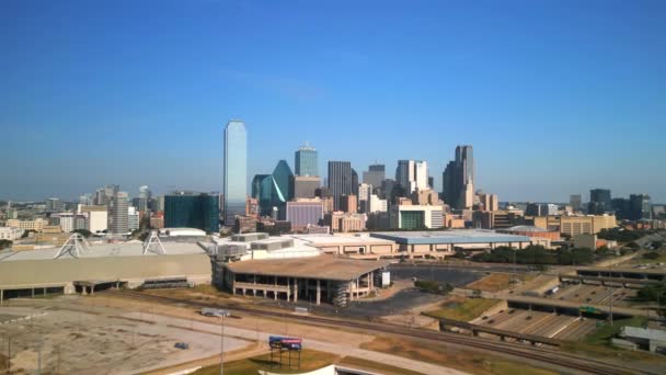 Vuelo Centro Ciudad Dallas Texas Vista Aérea — Vídeos de Stock