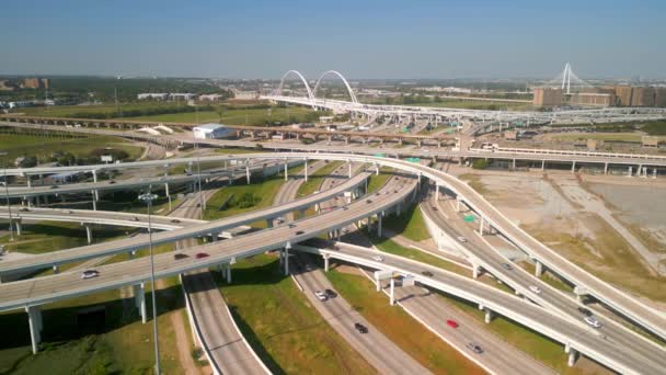 Verkehrte Straßen Der Stadt Dallas Texas Von Oben Luftaufnahme — Stockvideo