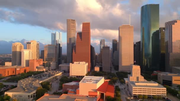 Günbatımında Houston Teksas Skyline Houston Texas Ekim 2022 — Stok video