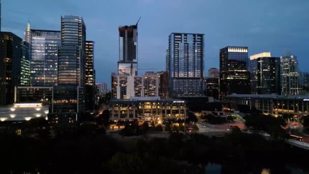 Skyline Houston Texas Felülről Légi Felvétel — Stock videók
