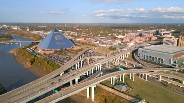 Traffico Stradale Nella Città Memphis Vista Aerea — Video Stock