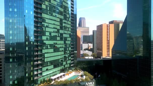 Verbazingwekkende Kantoorgebouwen Van Downtown Dallas Drone Shot Dallas Texas November — Stockvideo