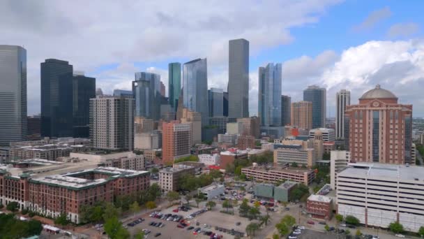 Skyline Von Houston Texas Von Oben Luftaufnahme — Stockvideo