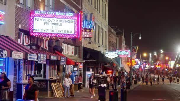 Das Nachtleben Der Beale Street Memphis Ein Beliebter Ort Der — Stockvideo