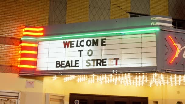 Beale Street Memphis Hem För Blues Rock Music Och Legendarisk — Stockvideo