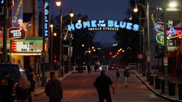 Famosa Calle Beale Memphis Hogar Blues Música Rock Memphis Tennessee — Vídeo de stock