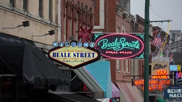 Słynna Ulica Beale Memphis Siedziba Blues Rock Music Memphis Tennessee — Wideo stockowe