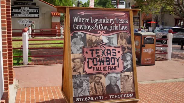 Texas Cowboy Hall Fame Fort Worth Stockyards Distrito Histórico Fort — Vídeo de stock