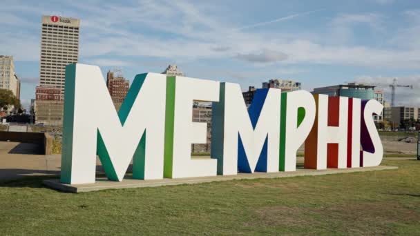 Memphis Bicentennial Sign Mud Island Memphis Tennessee November 2022 — Stok Video