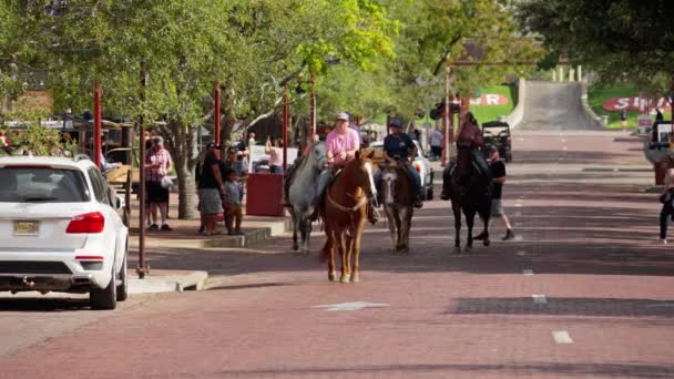 Horseback Riding Fort Worth Stockyards Historic District Fort Worth Texas — Stock Video