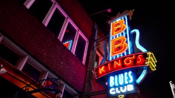 Beale Street Memphis Siedziba Blues Rock Music Legendarne Miejsce Memphis — Wideo stockowe