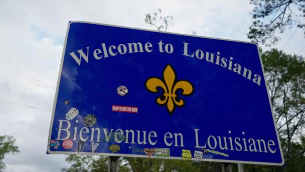 Bem Vindo Sinal Rua Louisiana Fronteira Estadual Shreveport Louisiana Novembro — Vídeo de Stock