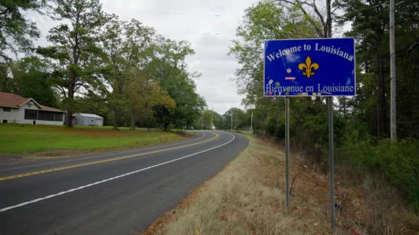 Bem Vindo Sinal Rua Louisiana Fronteira Estadual Shreveport Louisiana Novembro — Vídeo de Stock