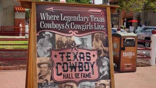 Texas Cowboy Hall Fame Vid Fort Worth Stockyards Det Historiska — Stockvideo