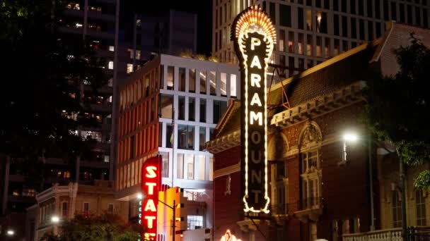 Théâtre Paramount Théâtre État Dans Quartier Historique Austin Nuit Austin — Video