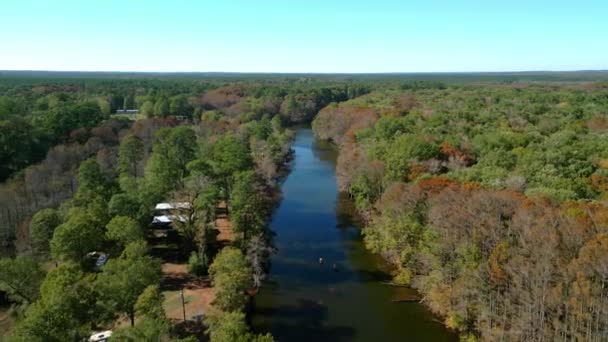 Big Cypress Bayou River Vid Caddo Lake State Park Flygfoto — Stockvideo
