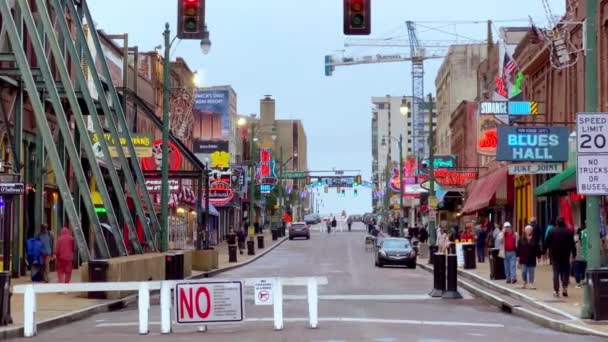 Spaziergang Durch Die Legendäre Beale Street Memphis Memphis Usa November — Stockvideo