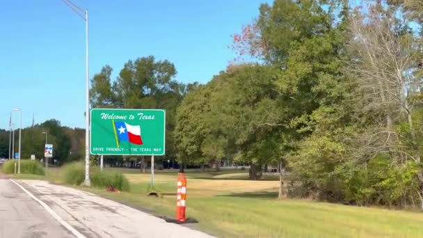 Witamy Palec Texas Znak Drodze Jazdy Przez Houston Usa Listopad — Wideo stockowe