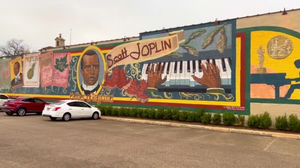 Scott Joplin Wandbild Historischen Viertel Von Texarkana Texarkana Usa November — Stockvideo