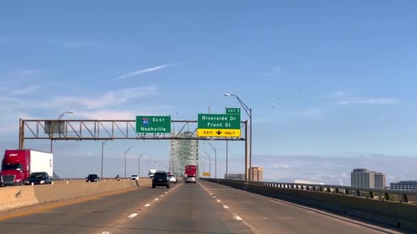 Direction Signs Highway Nashville Pov Driving Memphis Usa November 2022 — Stock Video