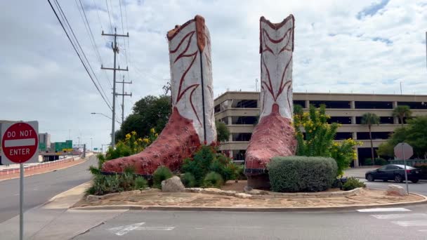 Grootste Laarzen Van Wereld San Antonio San Antonio Usa Oktober — Stockvideo