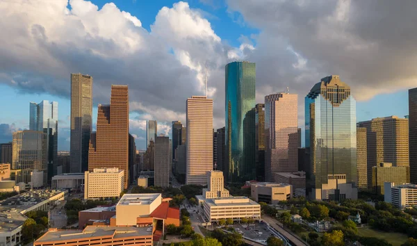 Blick Über Die Stadt Houston Bei Sonnenuntergang Houston Texas Oktober — Stockfoto