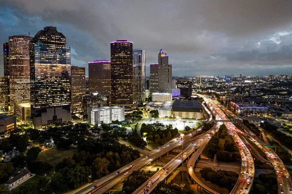Ночной Вид Город Хьюстон Хустон Техас Октябрь 2022 — стоковое фото