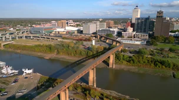 Railway Bridge River Mississippi Memphis Memphis Tennessee November 2022 — Stock Video