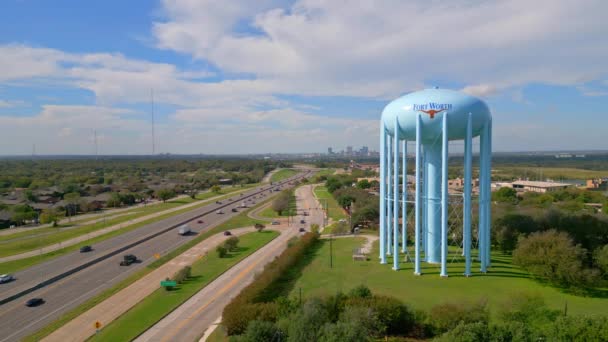 Fort Worth Water Tower Uppifrån Fort Worth Texas November 2022 — Stockvideo