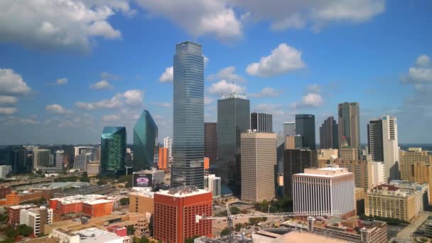 Schöne Skyline Der Innenstadt Von Dallas Einem Sonnigen Tag Dallas — Stockvideo