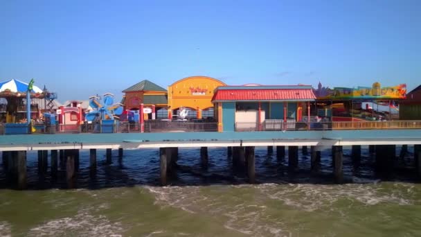 Galveston Island Historic Pleasure Pier Solig Dag Galveston Texas Oktober — Stockvideo