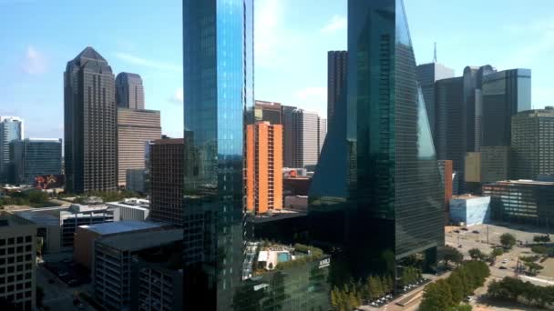 Беспилотник Dallas Downtown Кружил Над Небоскребами Dallas Texas Ноябрь 2022 — стоковое видео