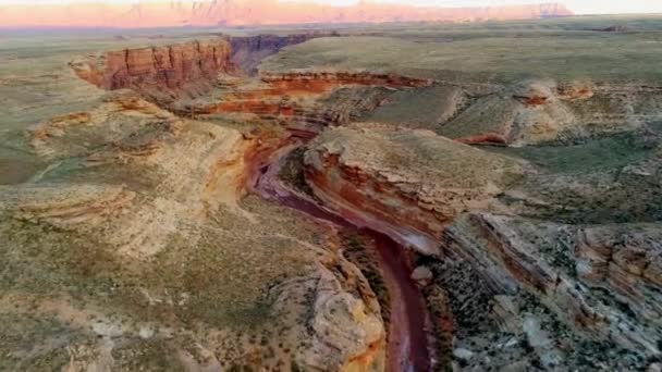 Vackra Raviner Öknen Arizona Nära Grand Canyon Flygfoto — Stockvideo