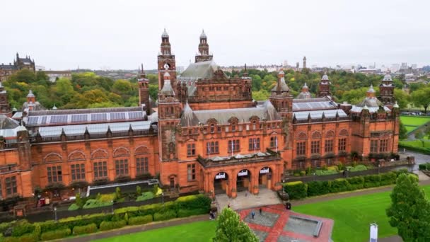 Kelvingrove Art Gallery Museum Glasgow Air View Glasgow United Kingdom — стокове відео