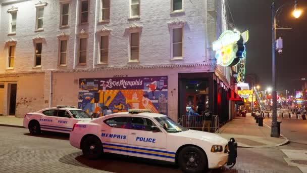 Polisen Beale Street Memphis Hemmet För Blues Rock Music Memphis — Stockvideo