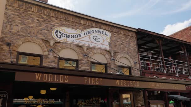 Världens Första Western Sports Bar Fort Worth Stockyards Det Historiska — Stockvideo
