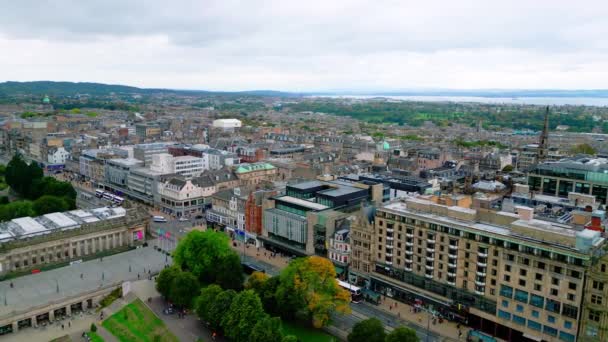 City Center Edinburgh Aerial View Edinburgh United Kingdom October 2022 — Stock Video