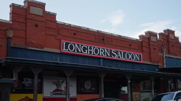 Longhorn Saloon Στο Fort Worth Stockyards Στην Ιστορική Περιοχή Fort — Αρχείο Βίντεο