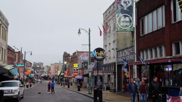 Famous Beale Street Memphis Σπίτι Των Blues Και Rock Music — Αρχείο Βίντεο