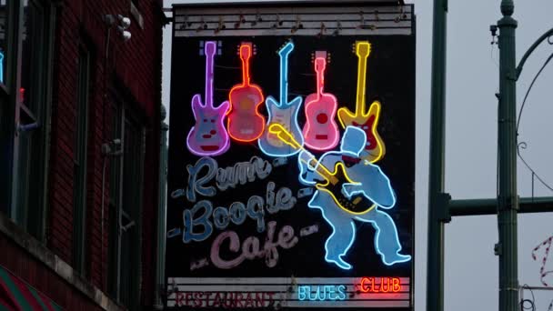 记忆中著名的比尔街 蓝调和摇滚音乐之家 Memphis Tennessee 2022年11月7日 — 图库视频影像