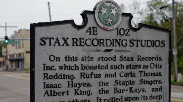 Stax Recording Studios Information Board Memphis Tennessee Novembro 2022 — Vídeo de Stock